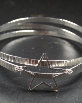 Hammered spiral bangle with silver star link (2)