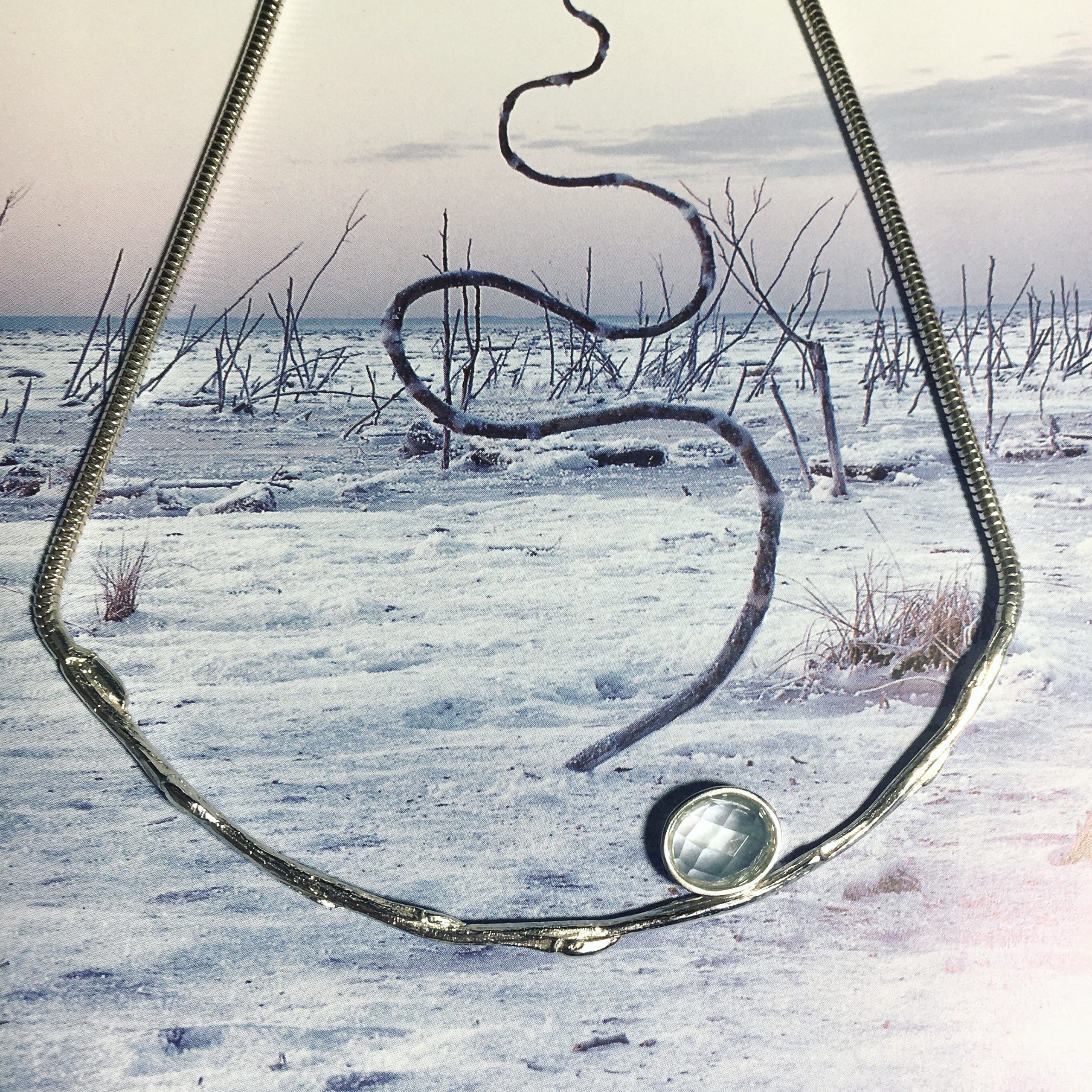 Cast willow and topaz necklace