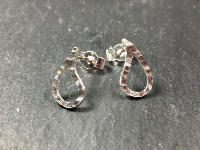 Hammered Paisley Stud Earrings - Image 3