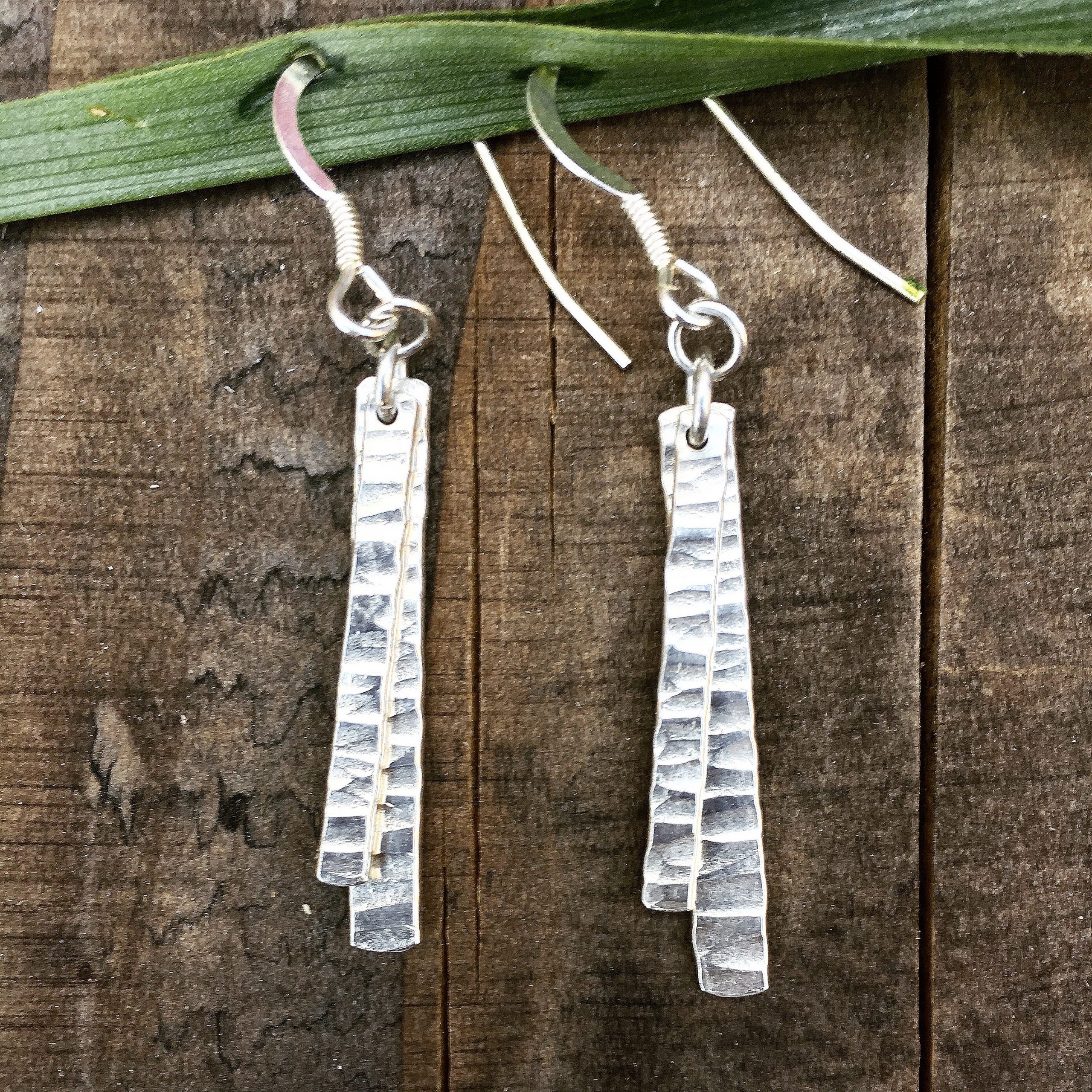 Double drop hammered earrings