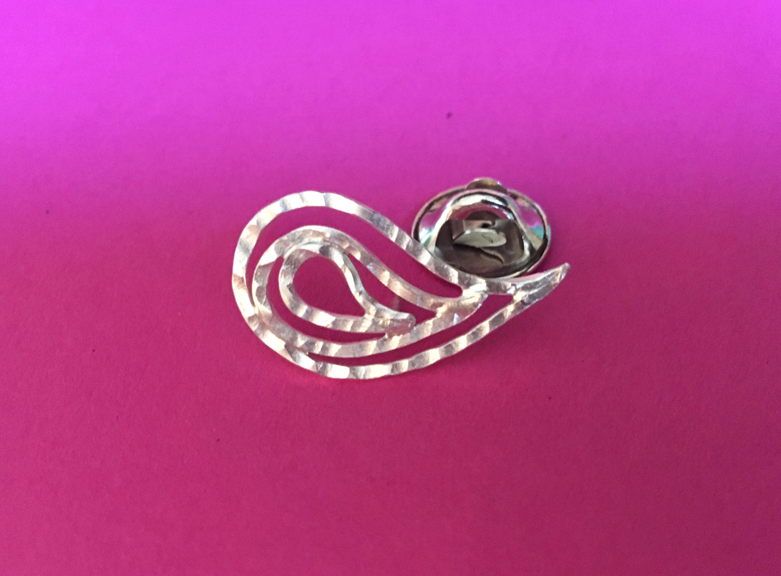 Hammered paisley pin