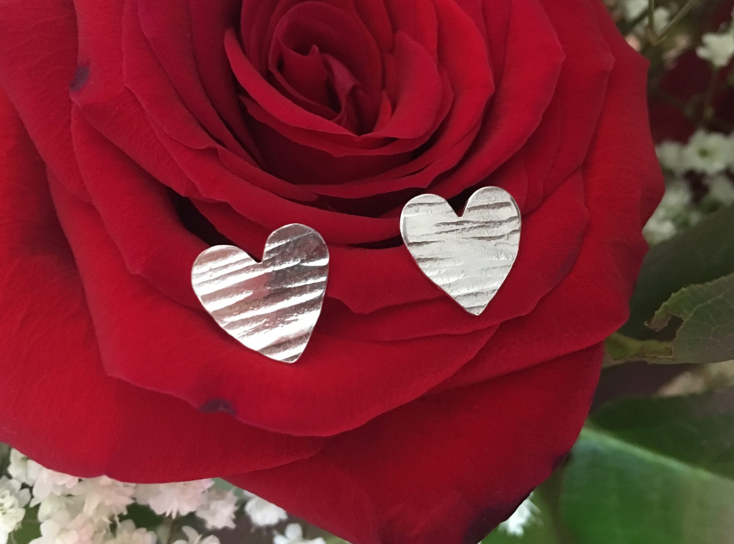 Large hammered heart studs