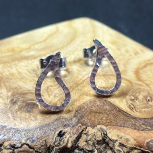 Hammered Paisley Stud Earrings