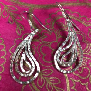 Large Hammered Paisley Earrings