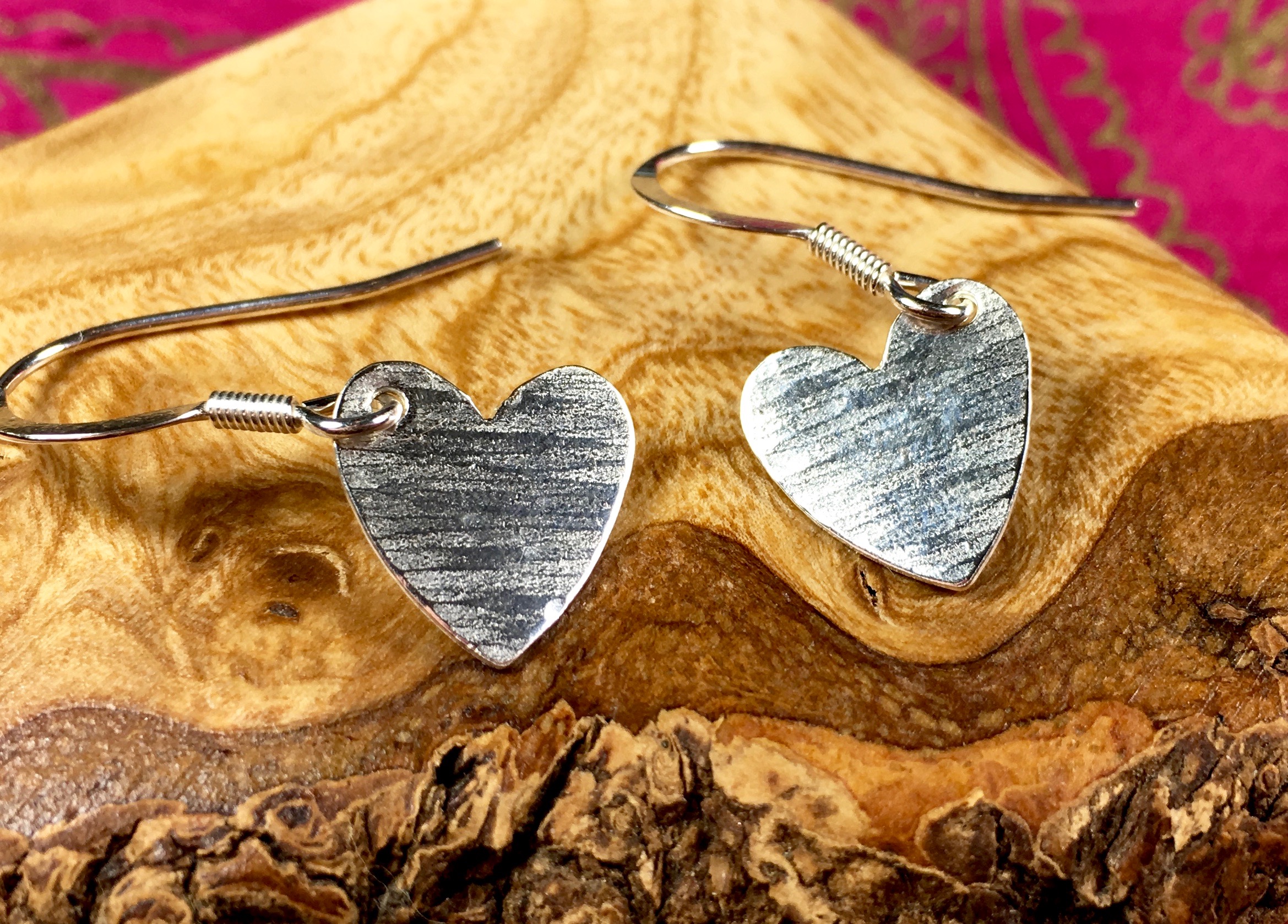Large hammered heart earrings