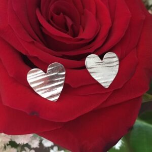 Hammered Heart Stud Earrings