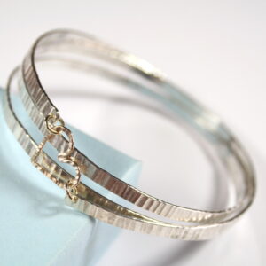 Hammered Spiral Bangle With Gold Heart