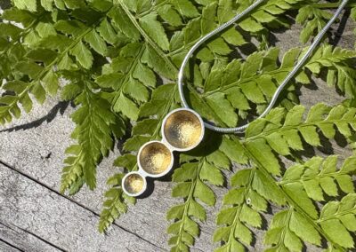 Small triple gold leaf dome pendant