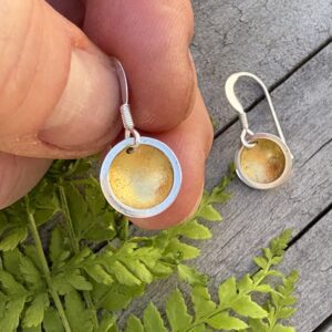 Small gold leaf dome earrings