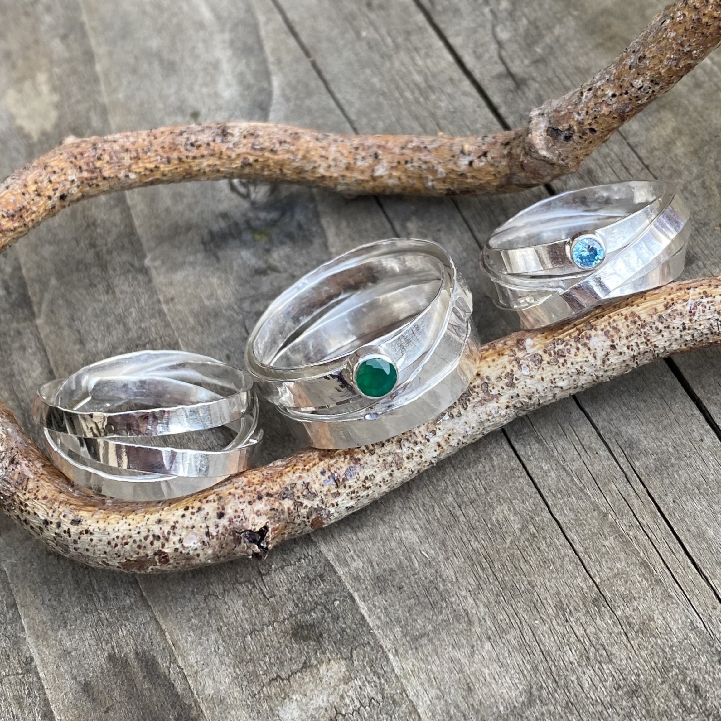 Hammered spiral rings