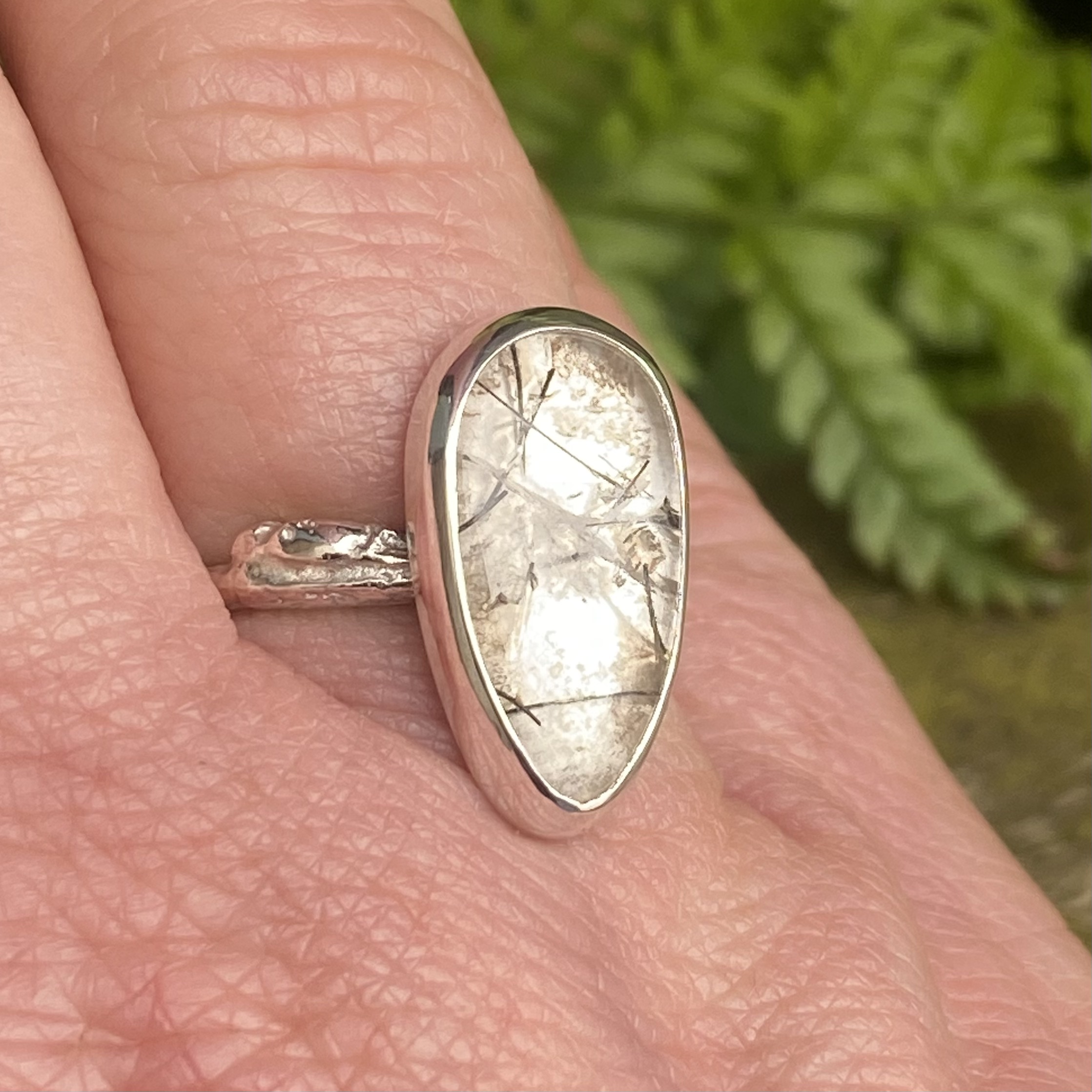 Freeform tourmalated willow ring