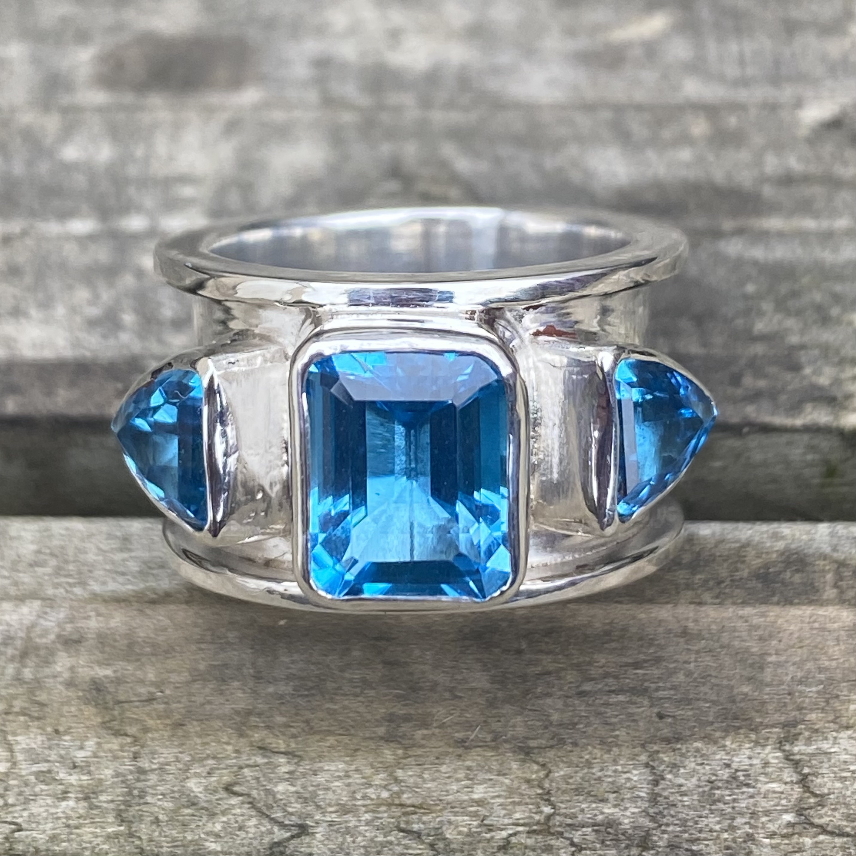 Silver and topaz ring