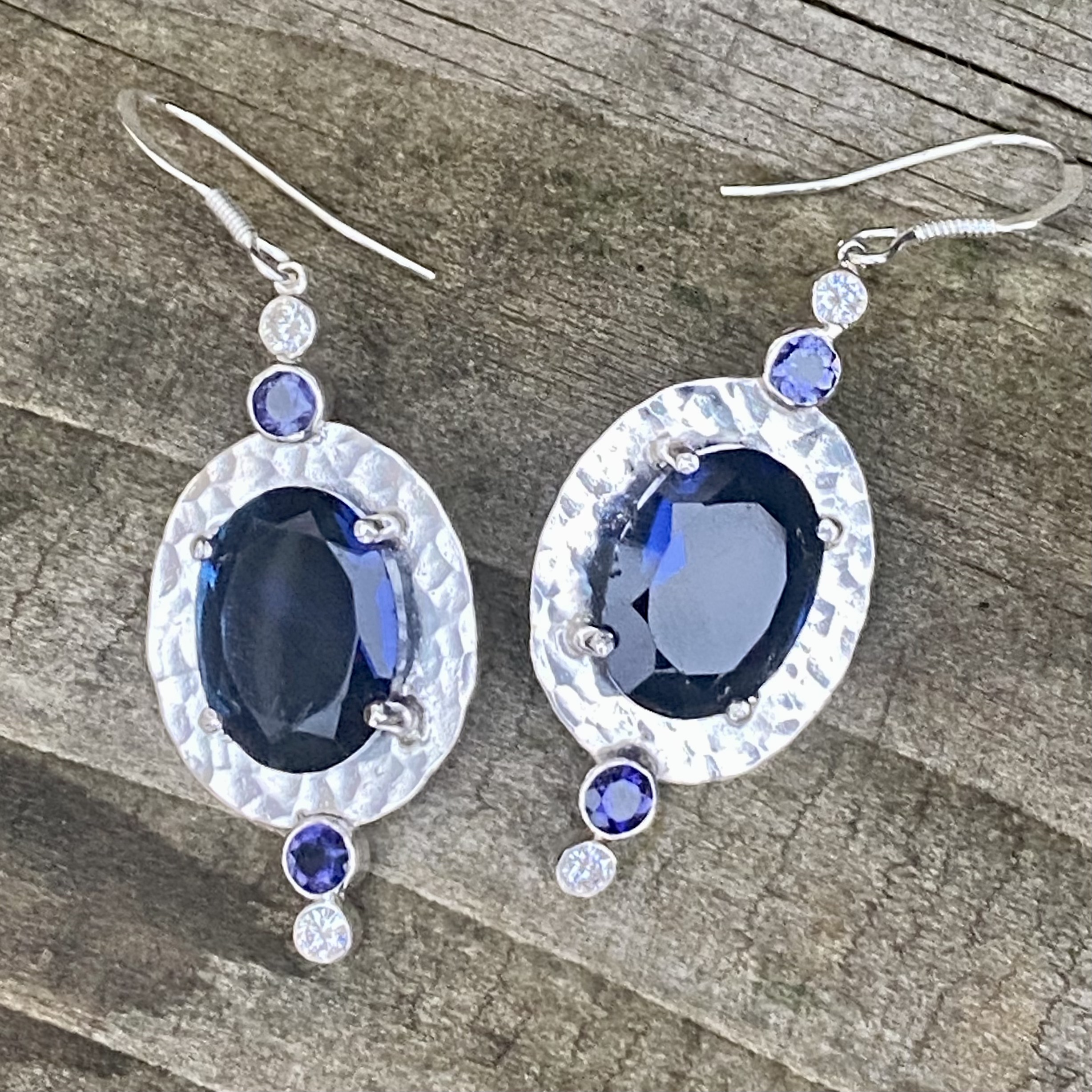 Silver iolite earrings