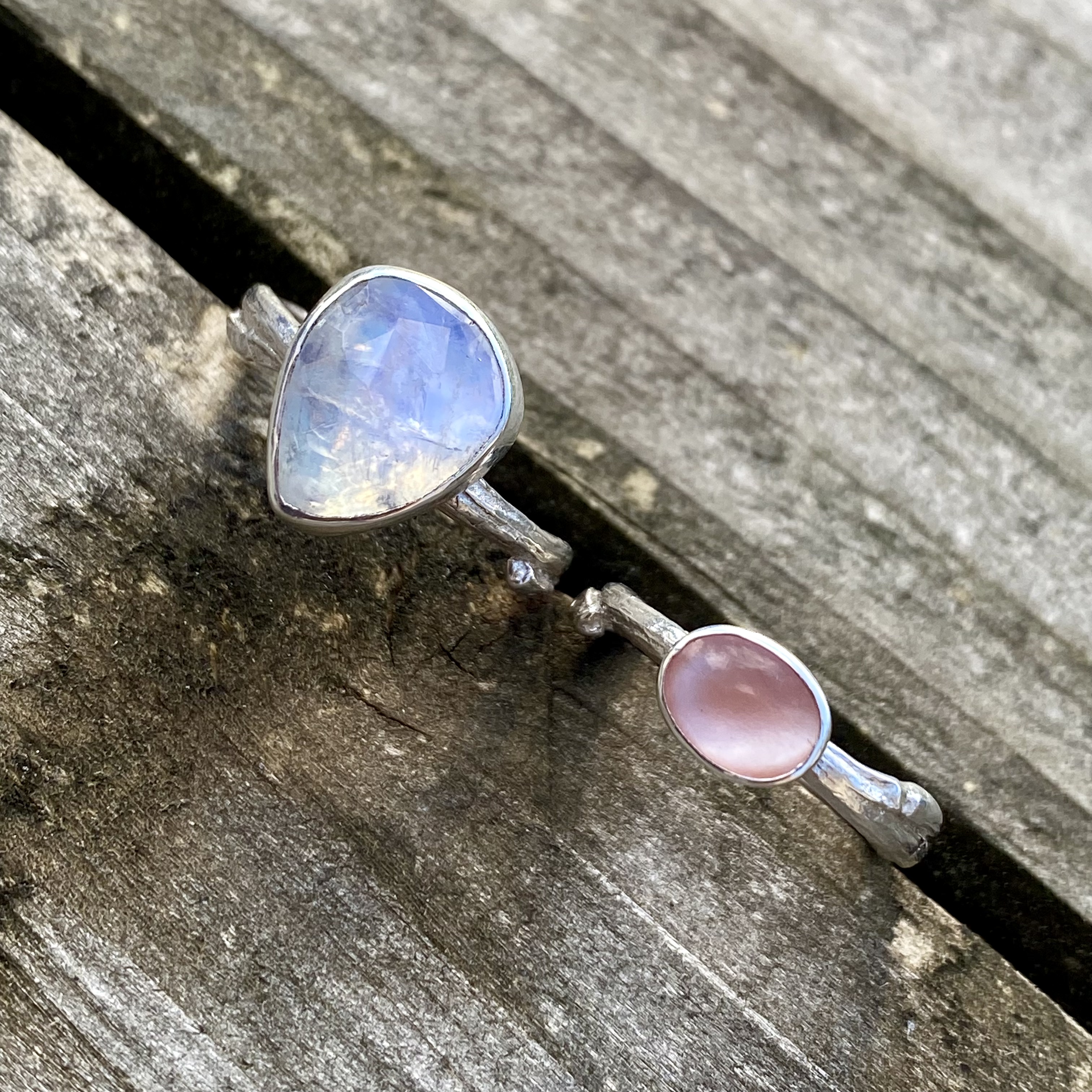 Moonstone willow rings