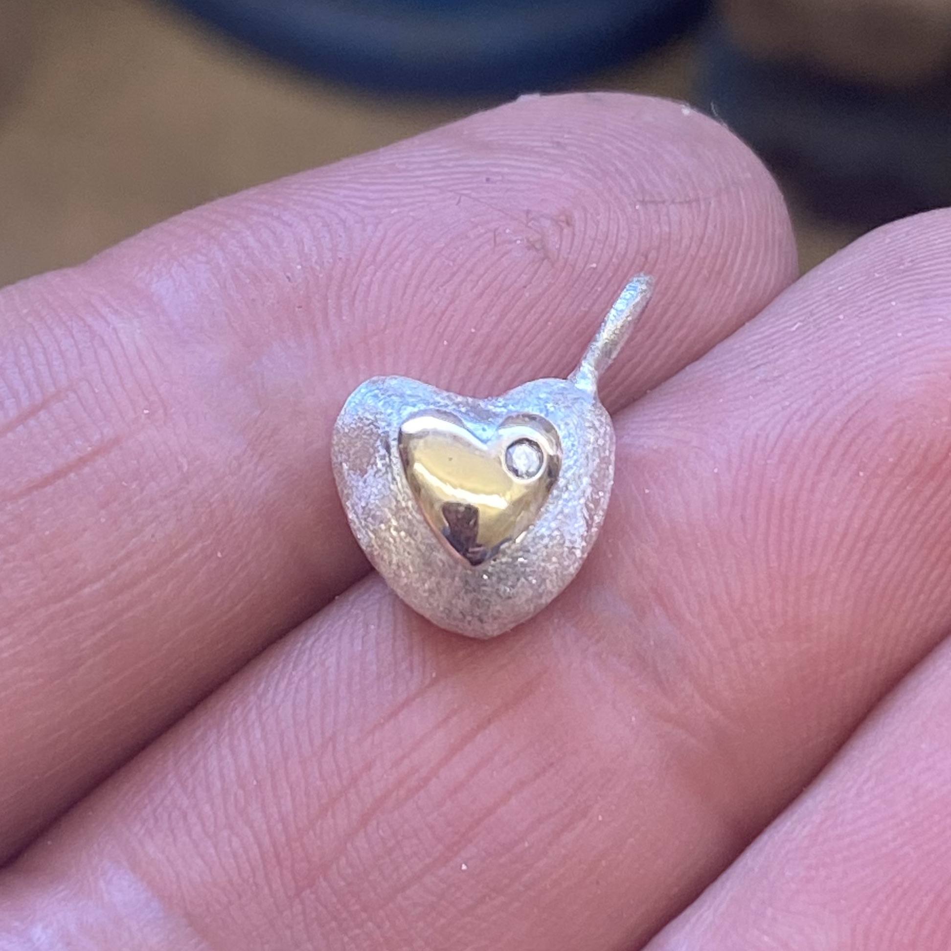 Silver & gold heart pendant remodel
