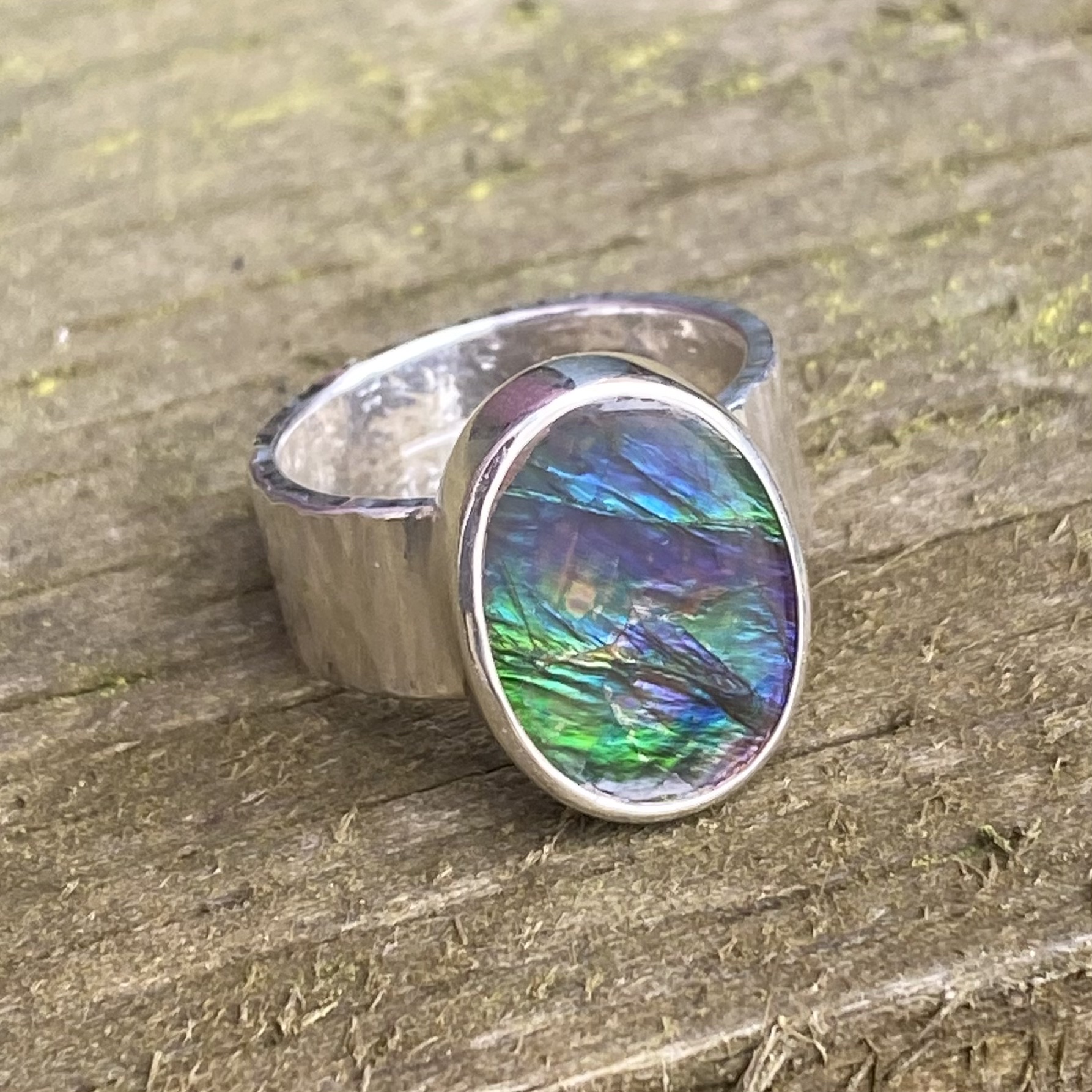 Silver ammonite ring
