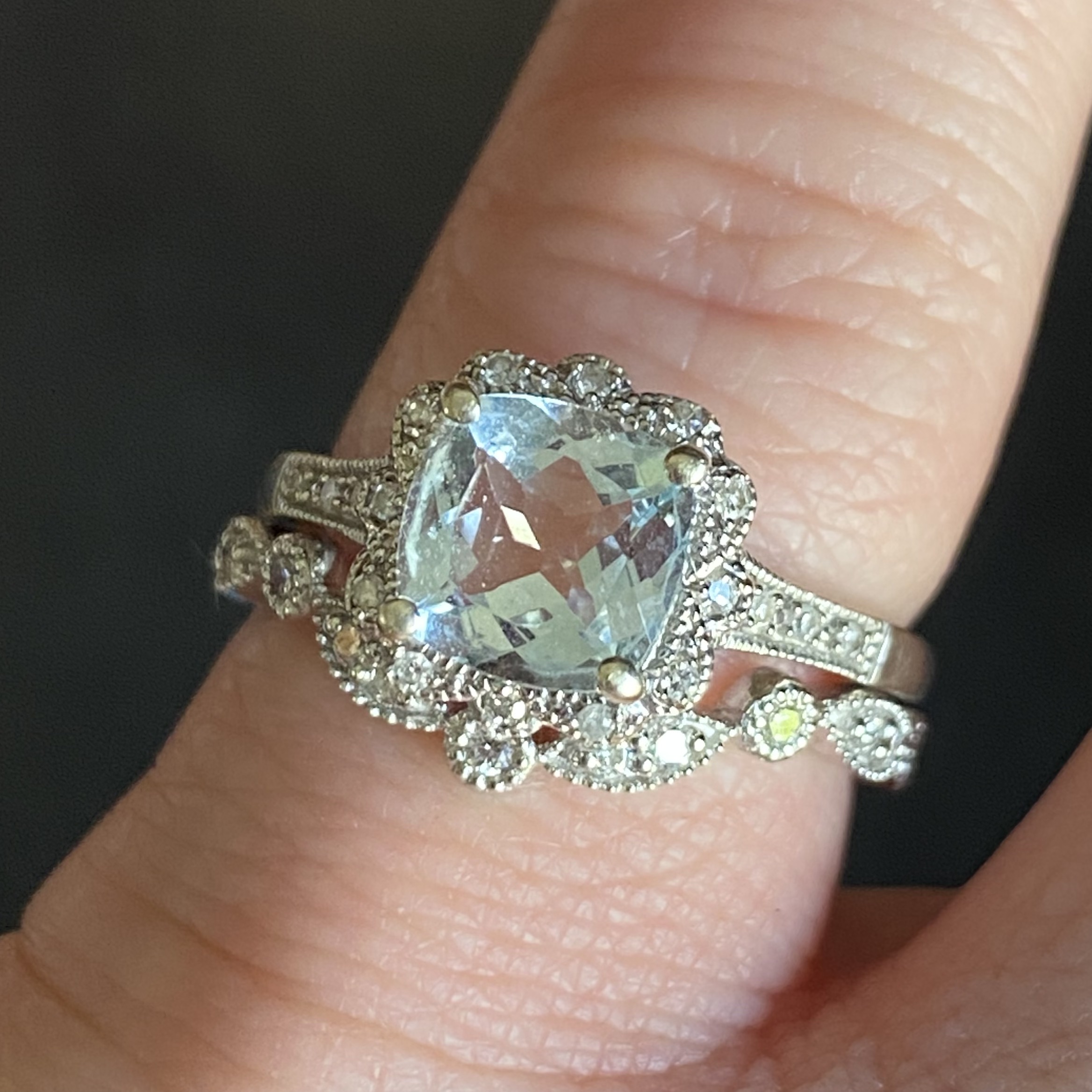 Shaped white gold diamond wedding band